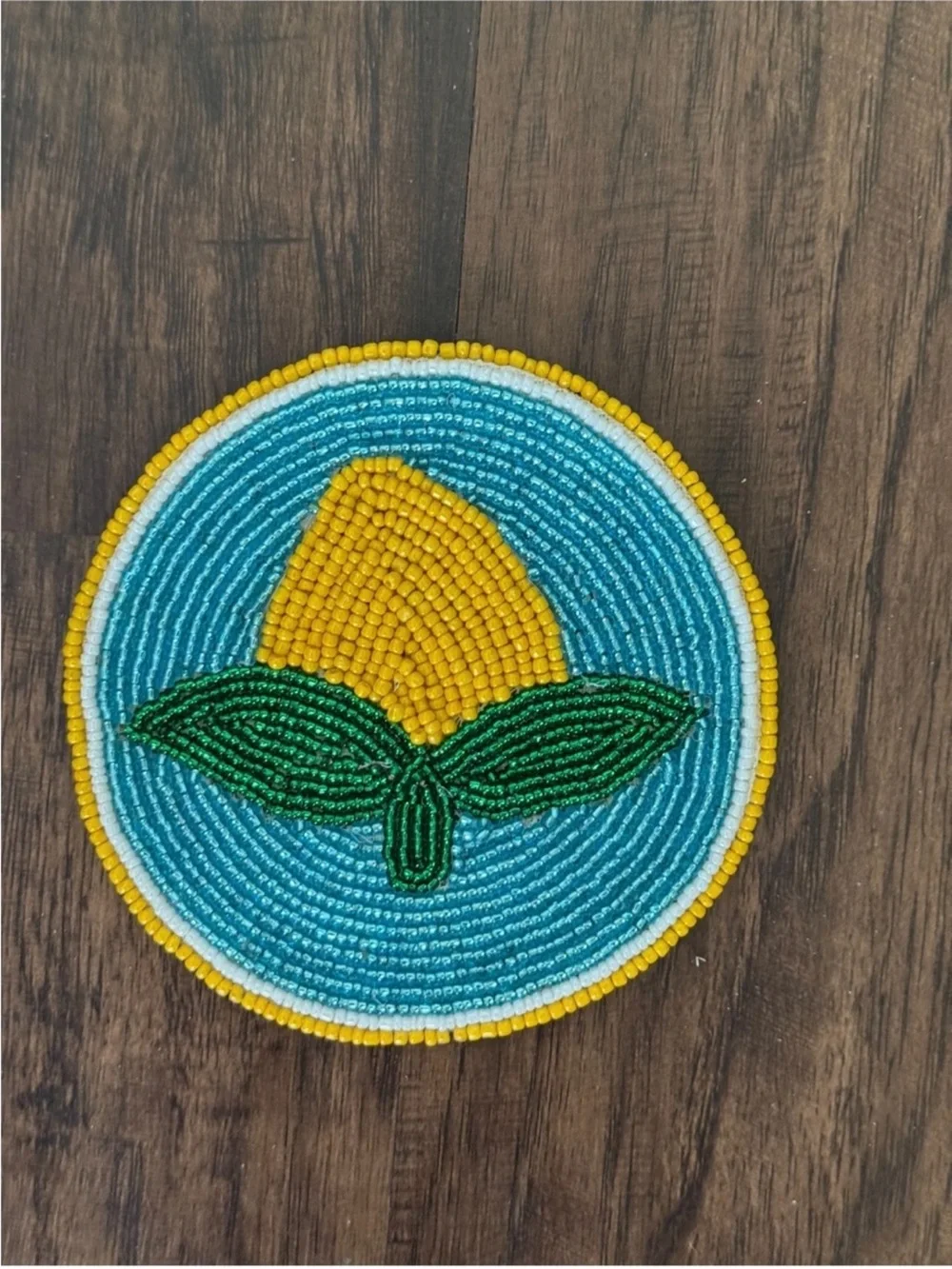 Anthropologie Fiona Beaded coaster in lemon